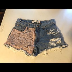 5/$40 crochet high waisted denim shorts